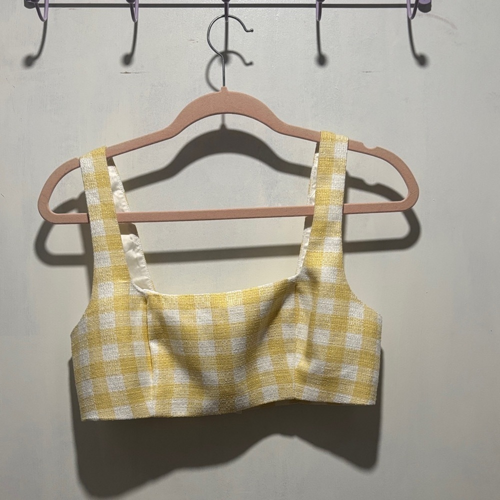 CAMILA COELHO clarisse gingham crop top